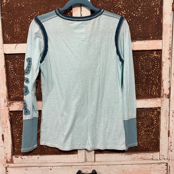 Double D Ranch Light Blue Long Sleeve Flag Tee - Picture 3 of 6